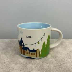 Starbucks You Are Here Vail Coffee Mug Tea Cup 14oz Ski Lift Mountains Blue